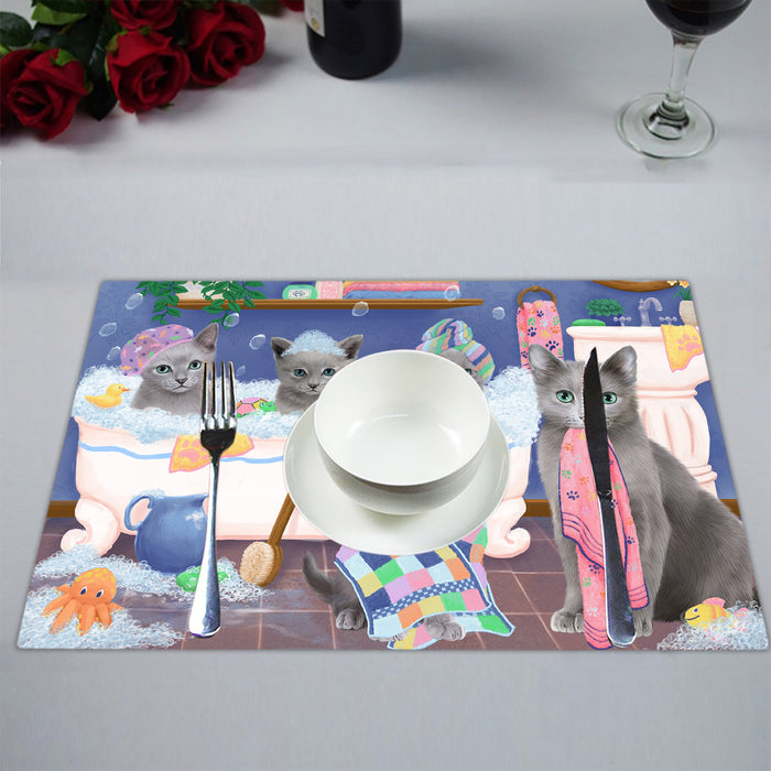 Rub A Dub Dogs In A Tub Russian Blue Cats Placemat