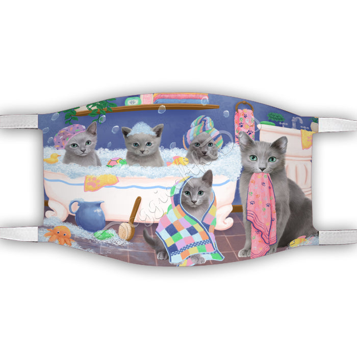 Rub A Dub Dogs In A Tub  Russian Blue Cats Face Mask FM49534