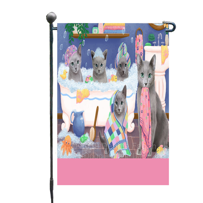 Personalized Rub A Dub Dogs In A Tub Russian Blue Cats Custom Garden Flag GFLG64903