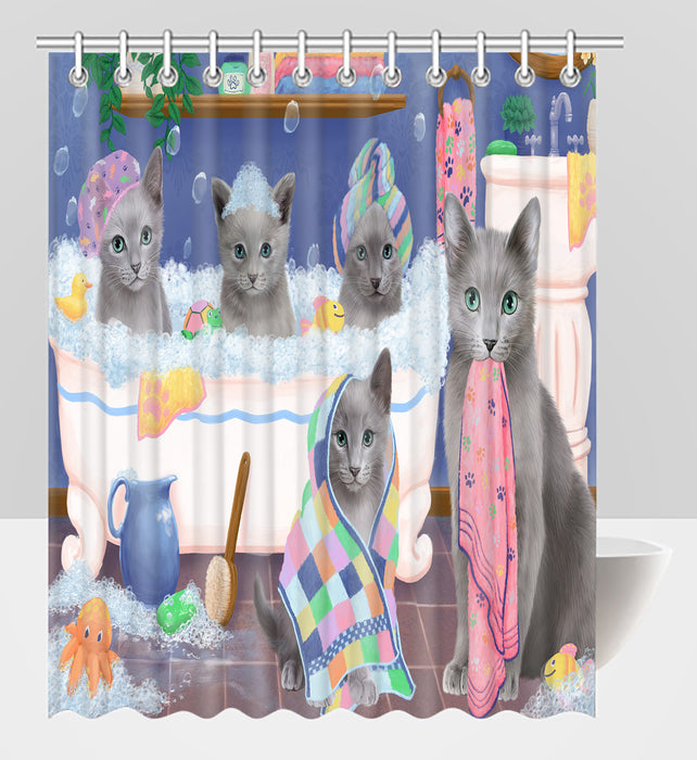 Rub A Dub Dogs In A Tub Russian Blue Cats Shower Curtain