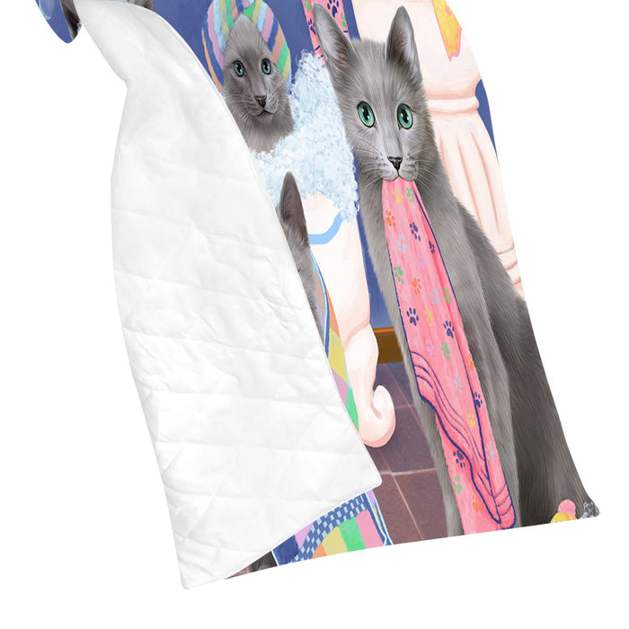 Rub A Dub Dogs In A Tub Russian Blue Cats Quilt