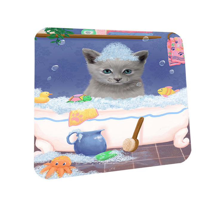 Rub A Dub Dog In A Tub Russian Blue Cat Coasters Set of 4 CST57391