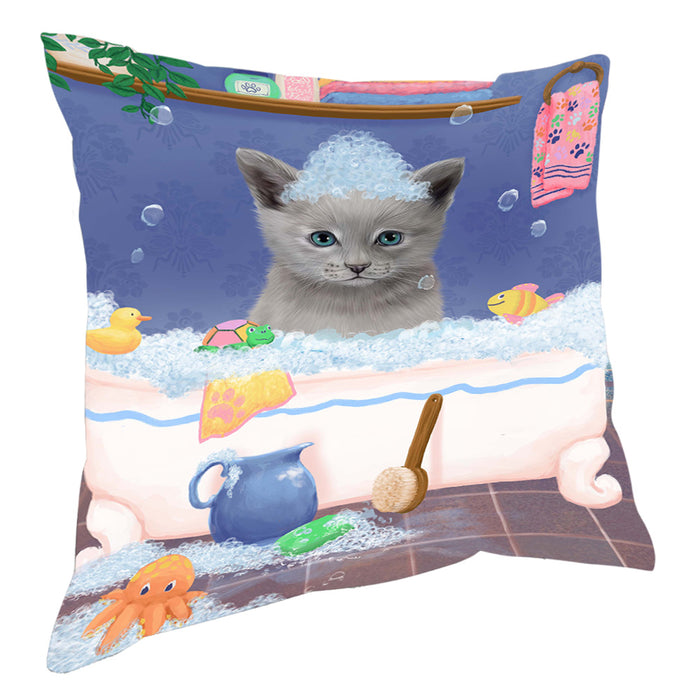 Rub A Dub Dog In A Tub Russian Blue Cat Pillow with Top Quality High-Resolution Images - Ultra Soft Pet Pillows for Sleeping - Reversible & Comfort - Ideal Gift for Dog Lover - Cushion for Sofa Couch Bed - 100% Polyester