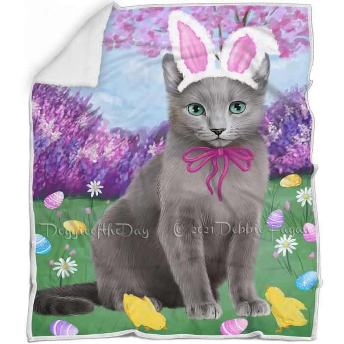 Easter Holiday Russian Blue Cat Blanket BLNKT131979