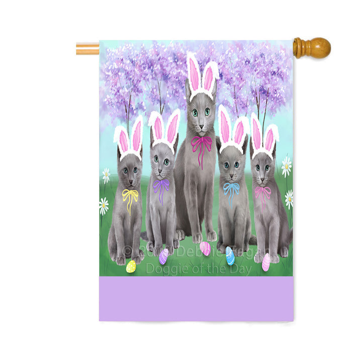 Personalized Easter Holiday Russian Blue Cats Custom House Flag FLG-DOTD-A59038