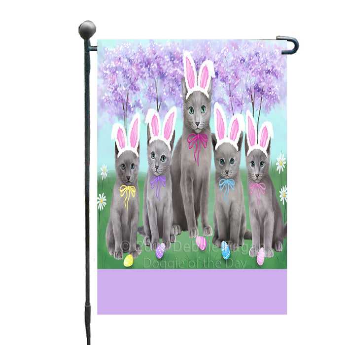 Personalized Easter Holiday Russian Blue Cats Custom Garden Flags GFLG-DOTD-A58982