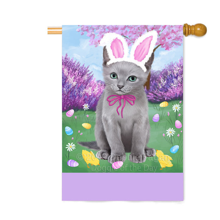 Personalized Easter Holiday Russian Blue Cat Custom House Flag FLG-DOTD-A59039