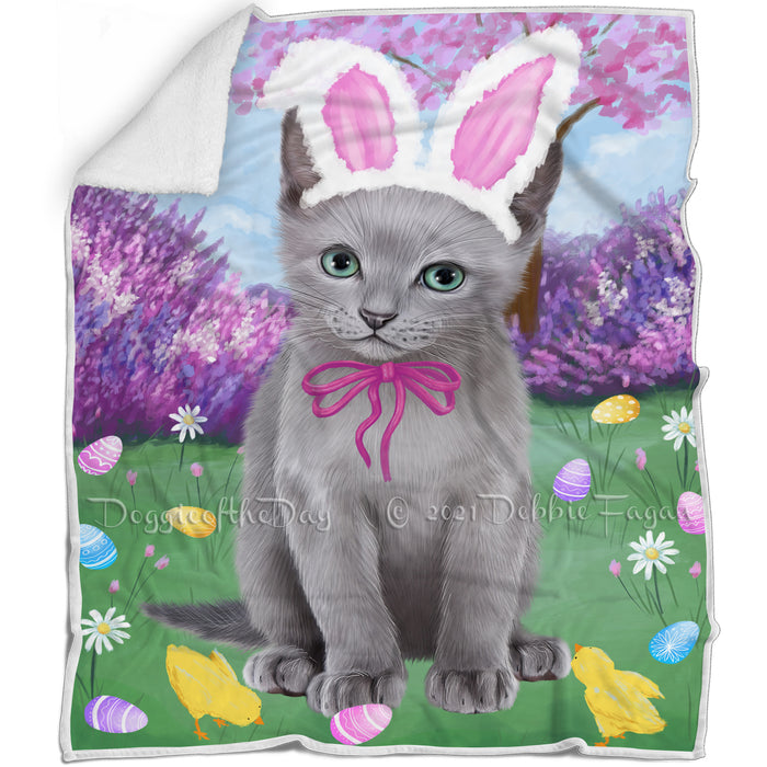 Easter Holiday Russian Blue Cat Blanket BLNKT131988
