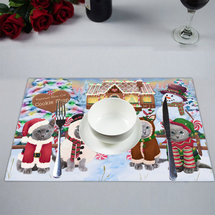 Holiday Gingerbread Cookie Russian Blue Cats Placemat
