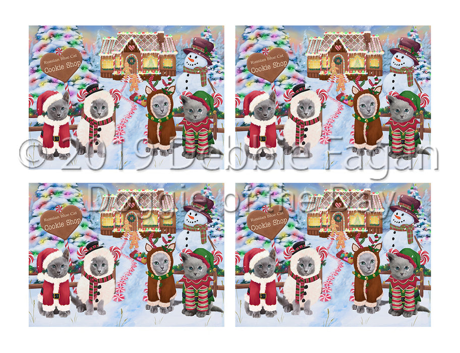 Holiday Gingerbread Cookie Russian Blue Cats Placemat