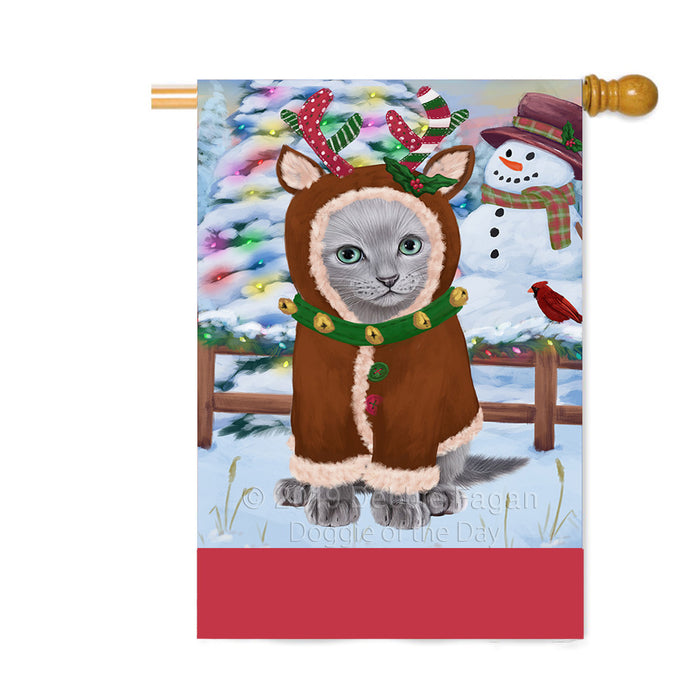 Personalized Gingerbread Candyfest Russian Blue Cat Custom House Flag FLG63934