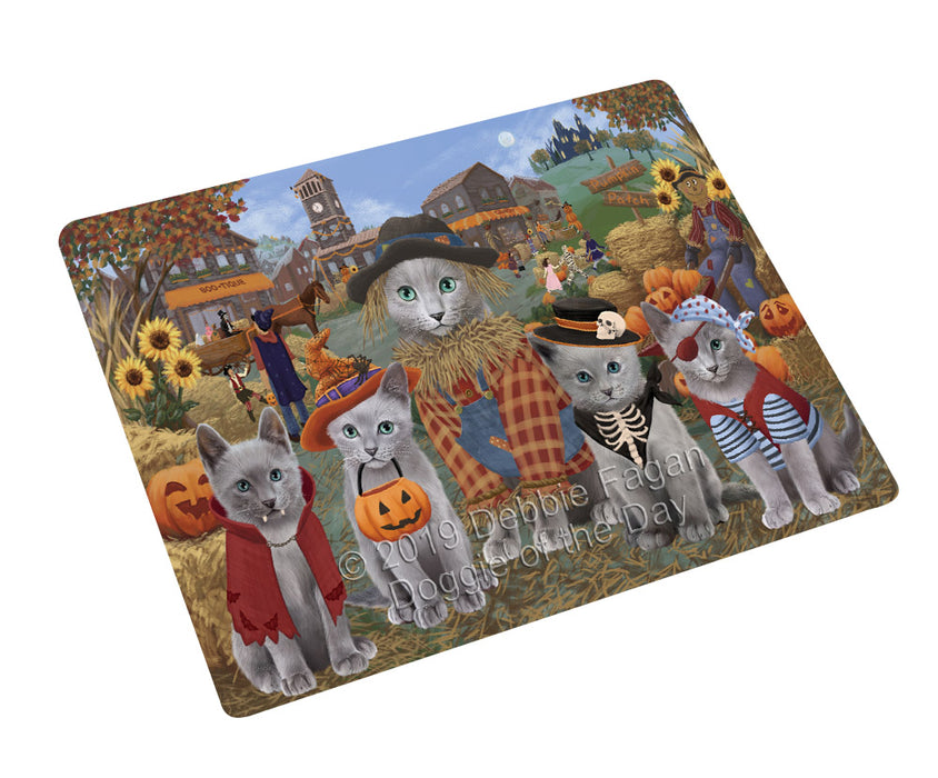 Halloween 'Round Town Russian Blue Cats Cutting Board - For Kitchen - Scratch & Stain Resistant - Designed To Stay In Place - Easy To Clean By Hand - Perfect for Chopping Meats, Vegetables