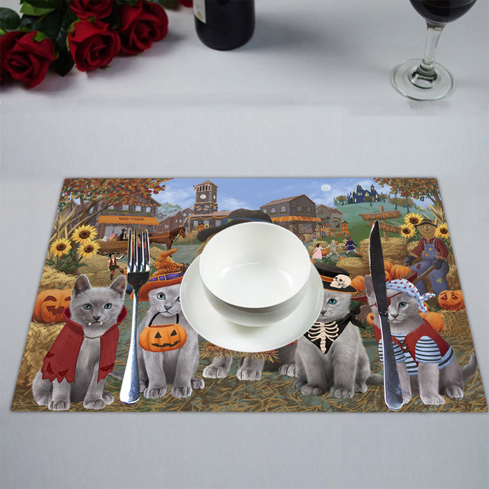 Halloween 'Round Town Russian Blue Cats Placemat