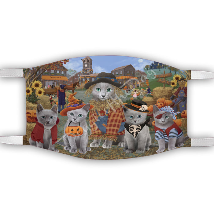 Halloween 'Round Town Russian Blue Cats Face Mask FM49984