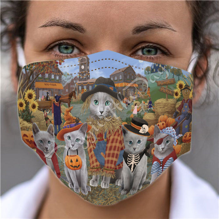 Halloween 'Round Town Russian Blue Cats Face Mask FM49984