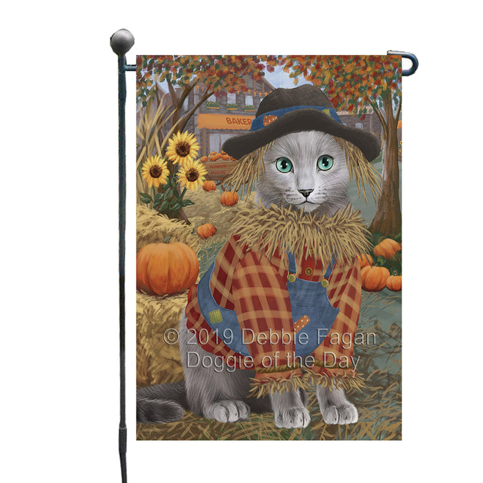 Fall Pumpkin Scarecrow Russian Blue Cats Garden Flag GFLG65802