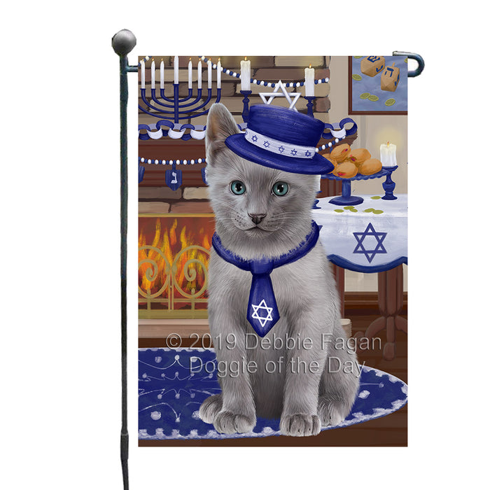 Happy Hanukkah Russian Blue Cat Garden Flag GFLG65832