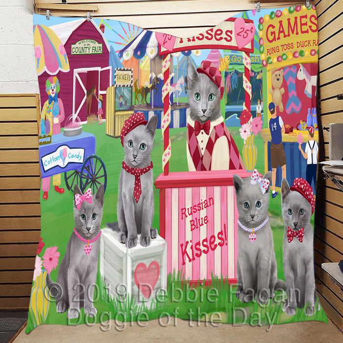 Carnival Kissing Booth Russian Blue Cats Quilt