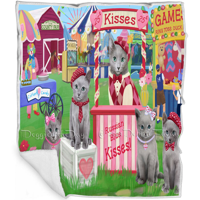 Carnival Kissing Booth Russian Blue Cats Blanket BLNKT122700