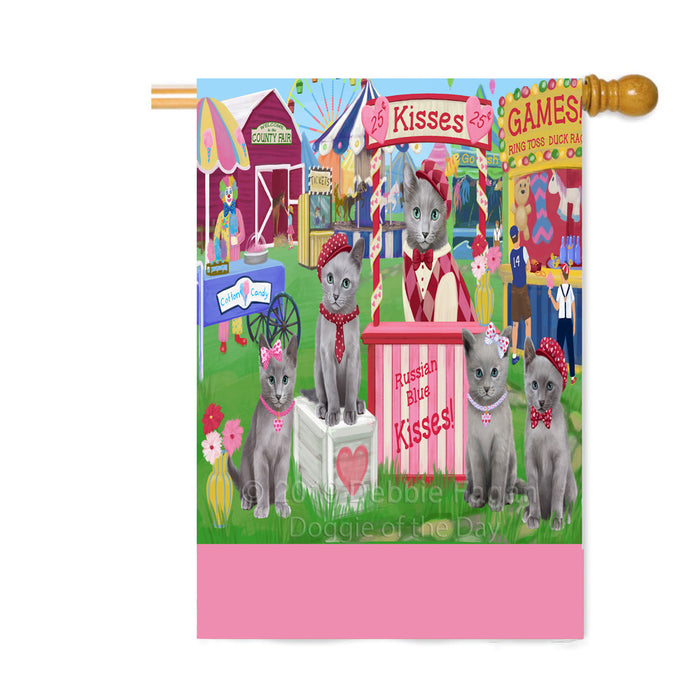 Personalized Carnival Kissing Booth Russian Blue Cats Custom House Flag FLG63634