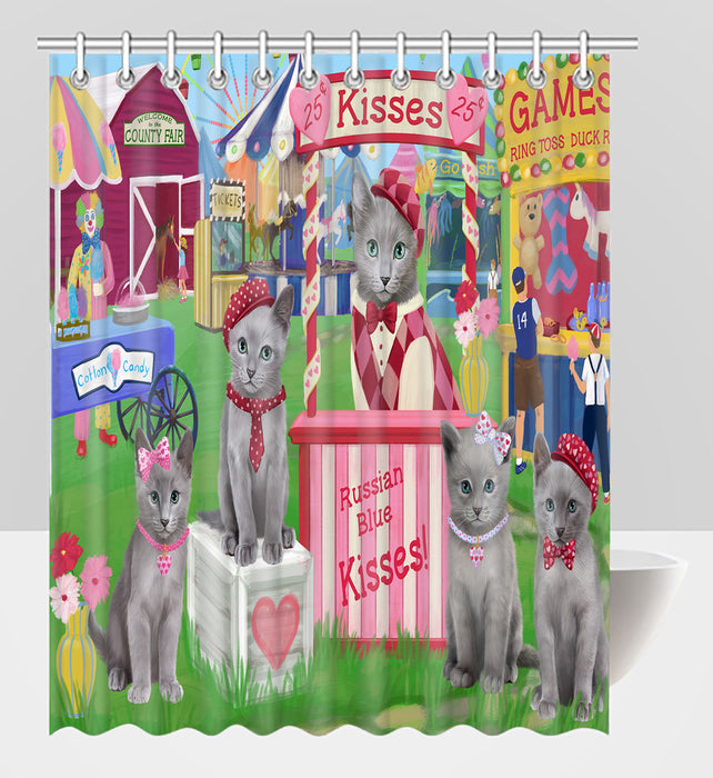 Carnival Kissing Booth Russian Blue Cats Shower Curtain