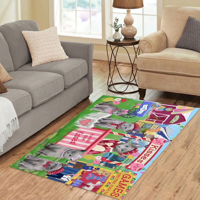 Carnival Kissing Booth Russian Blue Cats Area Rug