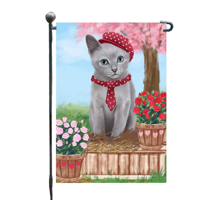 Personalized Rosie 25 Cent Kisses Russian Blue Cat Custom Garden Flag GFLG64781