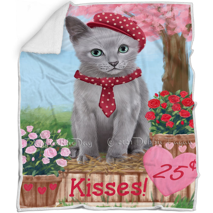 Rosie 25 Cent Kisses Russian Blue Cat Blanket BLNKT123528