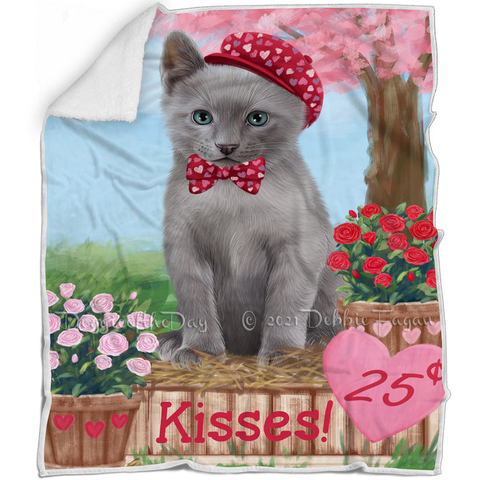 Rosie 25 Cent Kisses Russian Blue Cat Blanket BLNKT123537