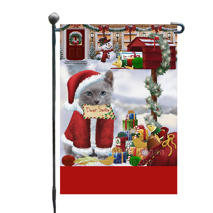 Personalized Happy Holidays Mailbox Russian Blue Cat Christmas Custom Garden Flags GFLG-DOTD-A59965
