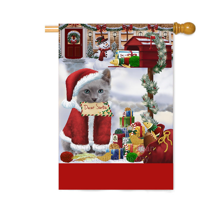 Personalized Happy Holidays Mailbox Russian Blue Cat Christmas Custom House Flag FLG-DOTD-A60021