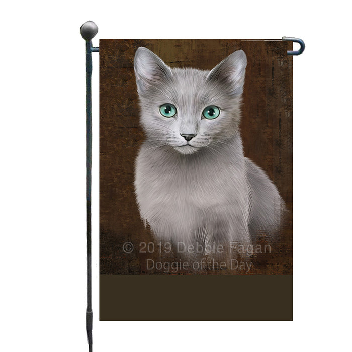 Personalized Rustic Russian Blue Cat Custom Garden Flag GFLG63608