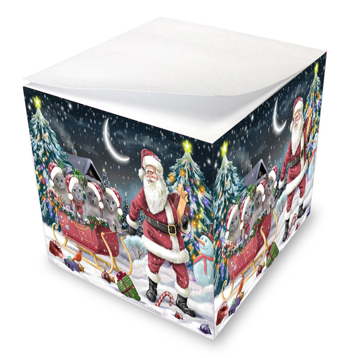 Christmas Santa Sled Russian Blue Cats Note Cube NOC-DOTD-A57488