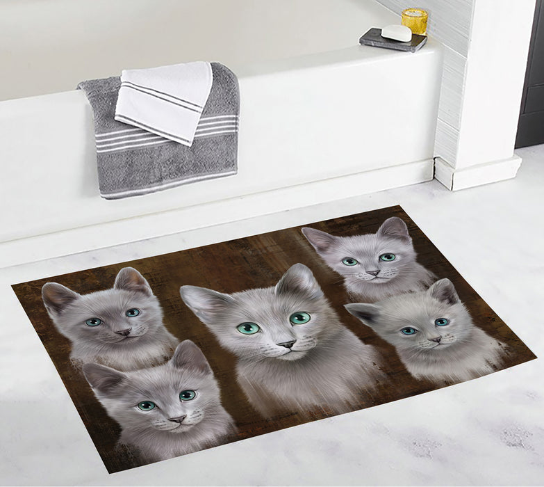 Rustic Russian Blue Cats Bath Mat