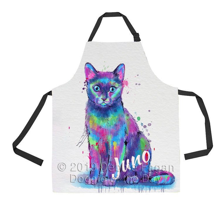 Custom Pet Name Personalized Watercolor Russian Blue Cat Apron