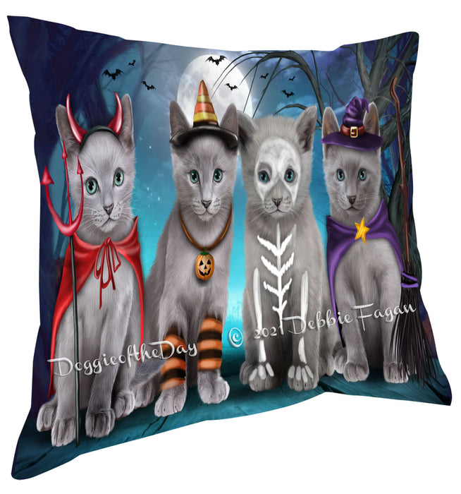 Happy Halloween Trick or Treat Russian Blue Cats Pillow with Top Quality High-Resolution Images - Ultra Soft Pet Pillows for Sleeping - Reversible & Comfort - Ideal Gift for Dog Lover - Cushion for Sofa Couch Bed - 100% Polyester, PILA88567