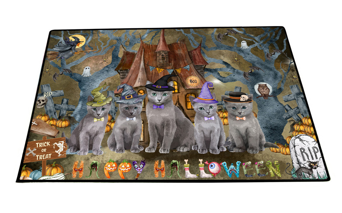 Russian Blue Floor Mat and Door Mats, Explore a Variety of Designs, Personalized, Anti-Slip Welcome Mat for Outdoor and Indoor, Custom Gift for Cat Lovers