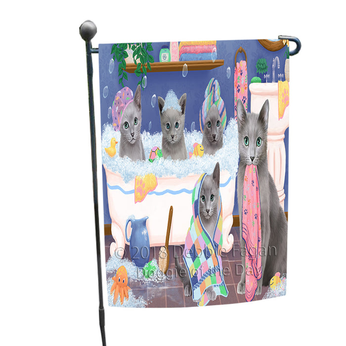 Rub A Dub Dogs In A Tub Russian Blue Cats Garden Flag GFLG57444