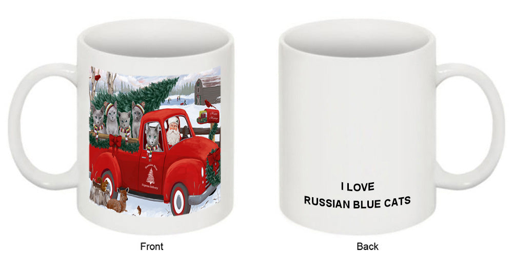 Christmas Santa Express Delivery Russian Blue Cats Family Coffee Mug MUG50459