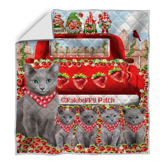 Russian Blue Quilt: Explore a Variety of Personalized Designs, Custom, Bedding Coverlet Quilted, Pet and Cat Lovers Gift