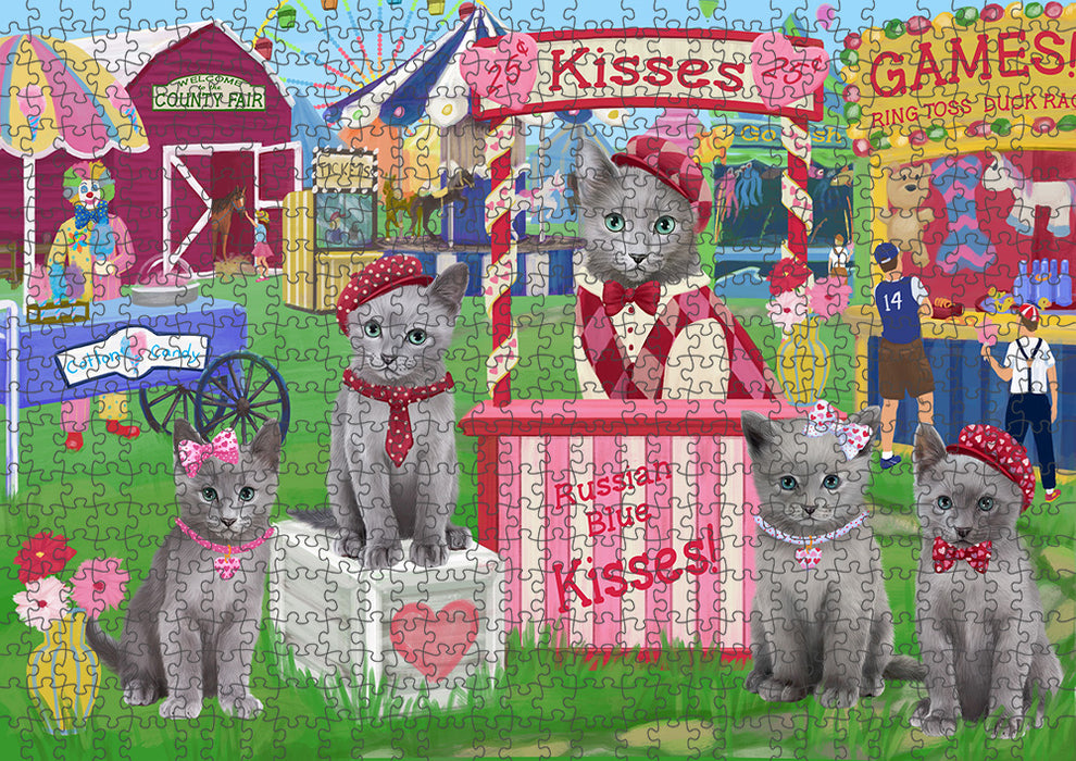 Carnival Kissing Booth Russian Blue Cats Puzzle with Photo Tin PUZL91884