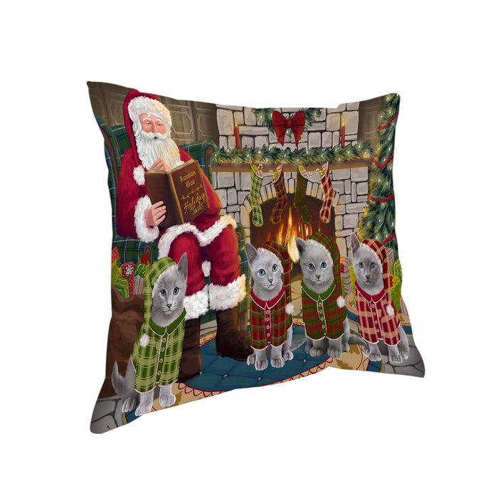 Christmas Cozy Holiday Tails Russian Blue Cats Pillow PIL70456