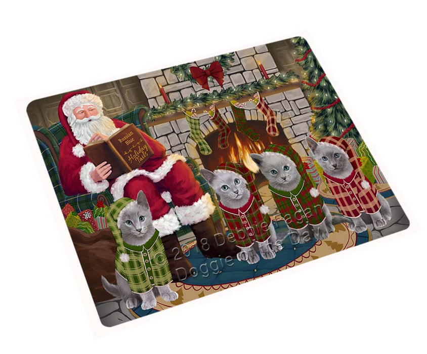 Christmas Cozy Holiday Tails Russian Blue Cats Large Refrigerator / Dishwasher Magnet RMAG94560