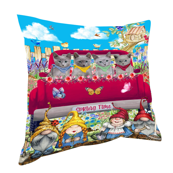 Russian Blue Pillow, Cushion Throw Pillows for Sofa Couch Bed, Explore a Variety of Designs, Custom, Personalized, Cat and Pet Lovers Gift