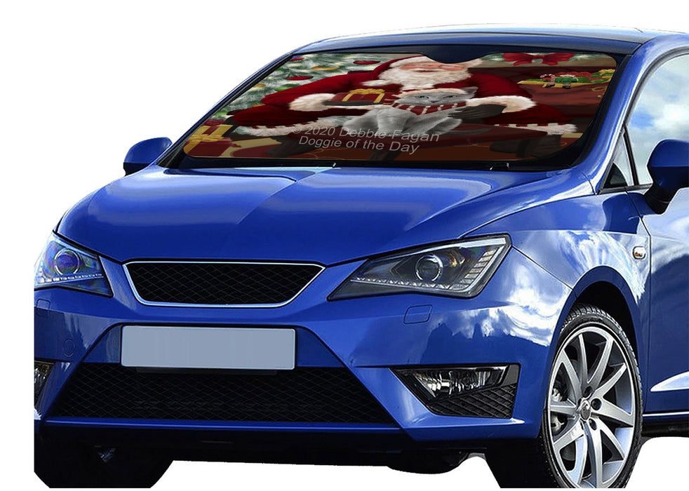 Santa's Christmas Surprise Russian Blue Cat Car Sun Shade Cover Curtain