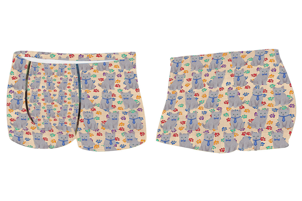 Rainbow Paw Print Russian Cats BlueMen's All Over Print Boxer Briefs