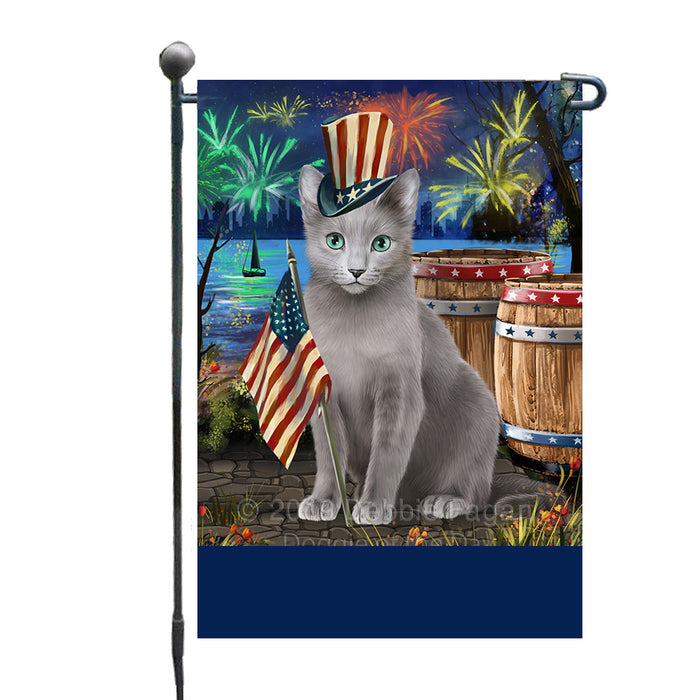 Personalized 4th of July Firework Russian Blue Cat Custom Garden Flags GFLG-DOTD-A58054