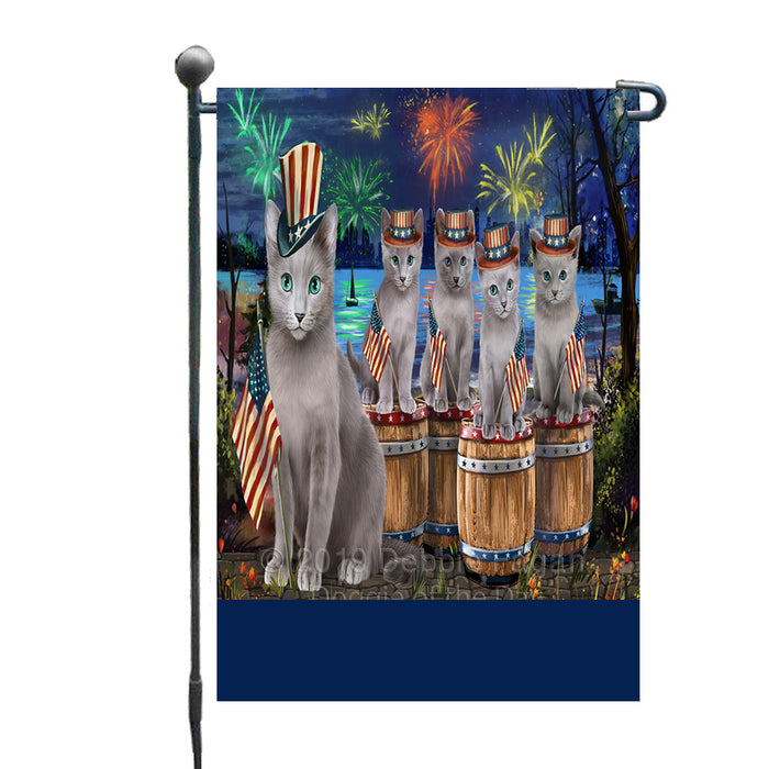 Personalized 4th of July Firework Russian Blue Cats Custom Garden Flags GFLG-DOTD-A58055