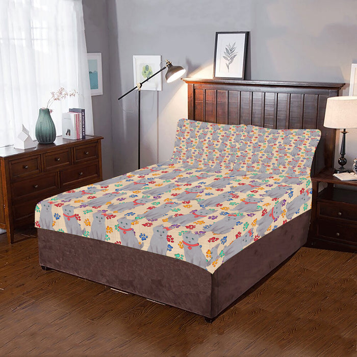 Rainbow Paw Print Russian Cats Red 3-Piece Bedding Set