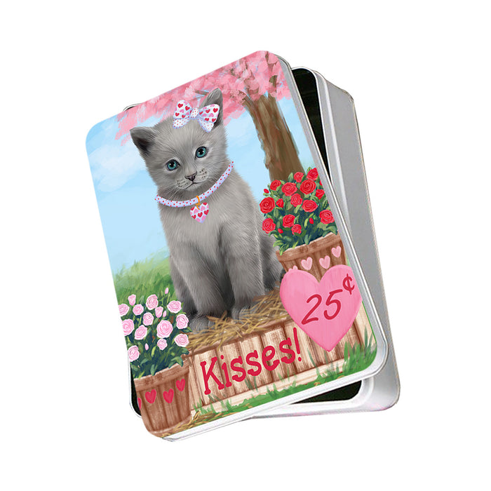 Rosie 25 Cent Kisses Russian Blue Cat Photo Storage Tin PITN55954